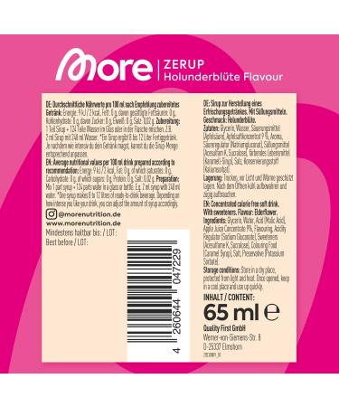 Buy More Zerup Elderflower Syrup - Sugar-Free Vegan 4x65ml - Makes 32L of Drink - Zero Calories - Made in Germany - Buy Online on GoSupps.com