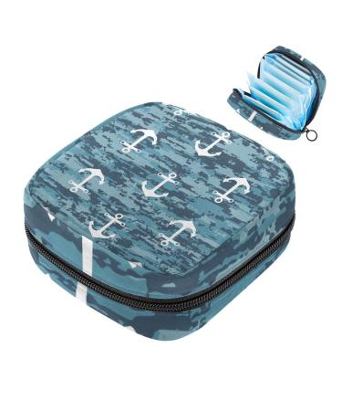 Muooum menstrual artery Bag zipper women's bandage bag tampons collect bags for women girls (anchor on blue structured) Color 5