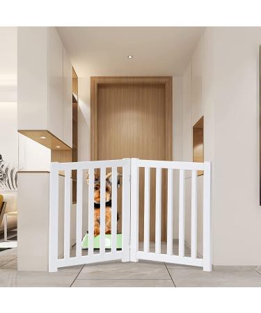 Oak Wood Freestanding Pet Gate | Indoor Outdoor Safety Fence for Dogs | 2 Panel 24 White Gate for Doorways, House, Stairs - Buy Online on GoSupps.com