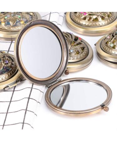 Stobok Compact Retro Flower Mini Pocket Mirror - Double-Sided Folding Makeup Mirror for Handbag & Travel - Buy Online on GoSupps.com