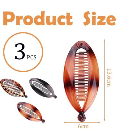 3 Piece Banana Hair Clip for Fine Hair Combs Double Banana Clip Comb Clip Womens Hair for Thick Curly Hair Accessories Fishtail Hair Clip Combs Double Banana Clip Set for Women Girls - Buy Online on GoSupps.com