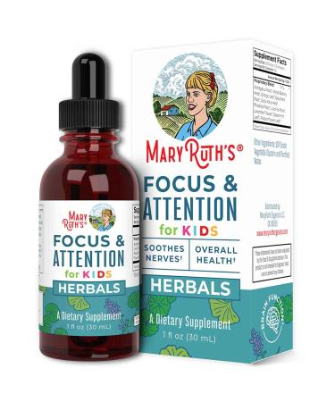 MaryRuth Organics Focus Supplement for Kids, Natural Brain Support - 1 Fl Oz