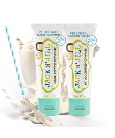 Jack N' Jill Natural Toothpaste for Kids - Fluoride Free Toothpaste 40% Xylitol BPA Free - Milkshake 1.76 oz (Pack of 2) 1.76 Ounce (Pack of 2)