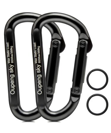 Carabiner Clip, 855lbs,3" Heavy Duty Caribeaners for Hammocks, Camping Accessories,Hiking,Keychains,Outdoors and Gym etc,D Shaped Spring Hook Small Carabiners for Dog Leash,Harness and Key Ring,Black 2