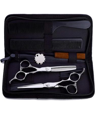 6.0 Inch Professional Hair Cutting Scissors Set Set of Hairdressing Scissors Flat Scissors Thinning Scissors Kit for Home Barber