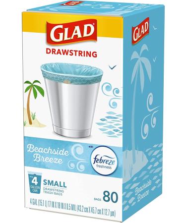 Glad Small Kitchen Drawstring Trash Bags 4 Gallon 80 Count - Febreze Beachside Breeze Scented - Multicolor - Buy Online on GoSupps.com