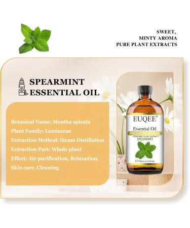 EUQEE Spearmint Essential Oil 118ml - Pure Aromatherapy Oil for Diffusers and Humidifiers - Relaxing Natural Essential Oil - Buy Online on GoSupps.com