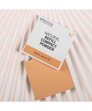 Benecos Organic Cosmetics - Compact Powder Refill - Talcum Free - Vegan - Warm Sand 02 - Buy Online on GoSupps.com