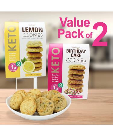 Too Good Gourmet Lemon & Birthday Cake Keto Brights Cookies - 5oz (Pack of 2) | Soft Baked, Sugar-Free, Grain-Free, Low Carb - Buy Online on GoSupps.com