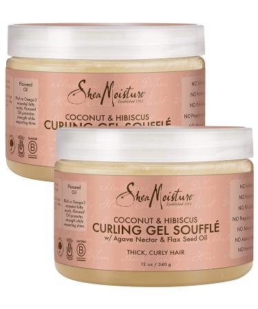Shea Moisture, Thick & Curly Hair Products, Coconut and Hibiscus Curling Gel Souffle, Agave Nectar, Flax Seed Oil, Styling Moisturizer for Healthy Curls, 2 Pack – 12 Oz Ea 12 Ounce (Pack of 2)