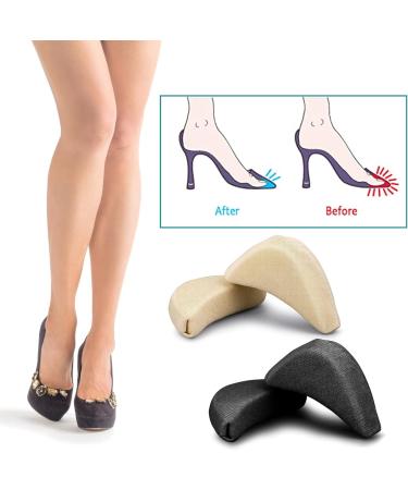 Soft Sponge Adjustable Shoe Filler Big Toe Plug Foot Brace Pads - 4 Pairs Skin & Black Inserts for High Heels - Relieve Foot Pain & Make Shoes Fit Better - Unisex Design - Buy Online on GoSupps.com