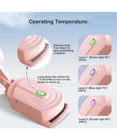 Qukaim Electric Eyelash Curler Rechargeable Heated Eyelash Curler 3 Levels Temperature Long-Lasting Electric Lash Curler Pink - Buy Online on GoSupps.com