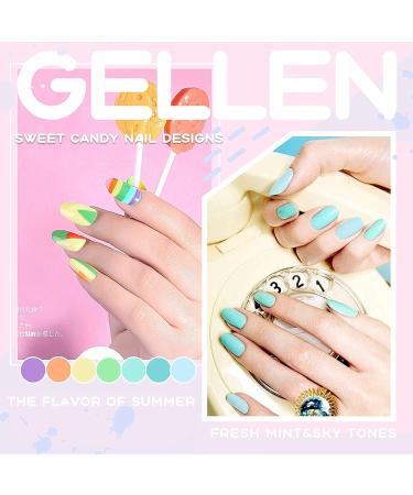 Gellen 16 Colors Gel Nail Polish Kit with Top & Base Coats - Trendy Rainbow Pastel Home Gel Manicure Set - Buy Online on GoSupps.com
