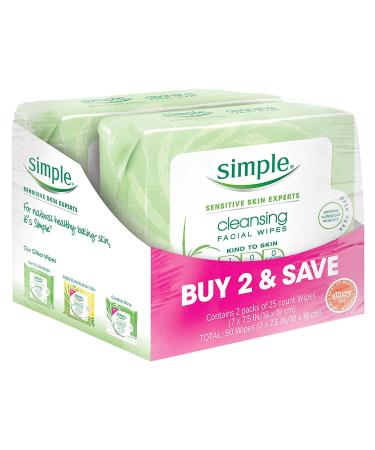 Simple Kind to Skin Facial Wipes Cleansing 25 ct Twin Pack - Buy Online on GoSupps.com