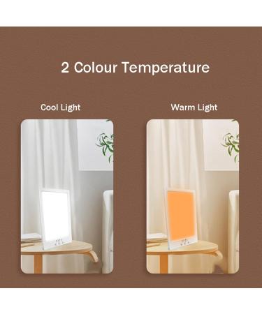 Light Therapy Lamp 10000 Lux UV-Free LED White Warm Light with Adjustable Brightness 4 Timer and 360 Rotatable Stand White - Buy Online on GoSupps.com