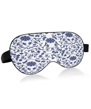 WELLDAY Sleep Mask Floral Ceramic Night Eye Shade Cover Soft Comfort Blindfold Blockout Light Adjustable Strap for Men Women