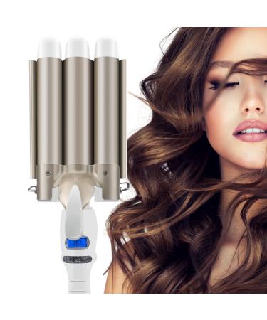 WHARF BEAUTY 3 Barrel Hair Waver - Wide 25mm Barrel Ceramic Crimpers for Long Lasting Waves - Sleek Modern Design with LCD Screen Temperature Control - Quick Heating for Long or Short Hair Styling