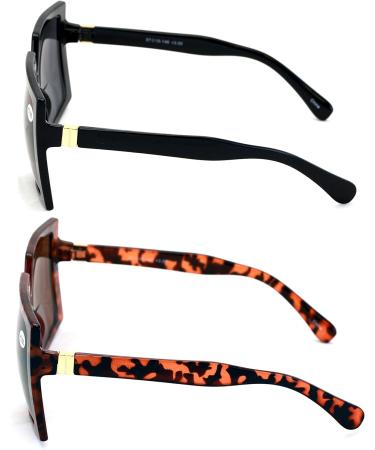 V.W.E. Bifocal Outdoor Reading Sunglasses for Women 2 Pairs (Black & Tortoise) | Oversized Style 3.0 Magnification - Buy Online on GoSupps.com
