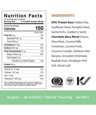 Sprout Living Epic Protein - Organic Chocolate Maca Plant Protein + Superfoods 1 lb - Buy Online on GoSupps.com