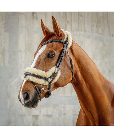 SUNRIDE Swedish bridle Oxford with reins - made of soft genuine leather with fur adjustable and anatomical (Full brown) Full brown