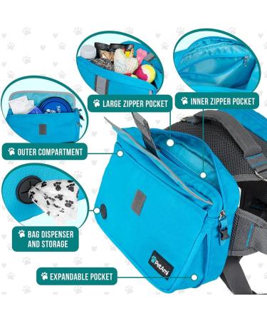 PetAmi Dog Backpack for Medium Large Dogs Dog Saddle Bag for Dogs to Wear Harness Saddlebag with Reflective Safety Side Pockets for Hiking Camping Vest Dog Pack for Travel (Blue Large) L Blue - Buy Online on GoSupps.com