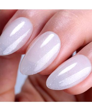 Ozzeal Jelly Gel Nail Polish Milky White Silver Glitter Shimmer Neutral Sheer Nude Gel Polish Soak off UV LED Light Iridescent Translucent Sparkly Nail Gel Polish for Nail Art DIY Manicure 0.5 Fl Oz