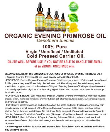 Certified Organic Evening Primrose Oil - 100% Pure, Cold Pressed, Rich in Antioxidants for Skin and Hair - 1 Fl.oz - Botanical Beauty - Buy Online on GoSupps.com