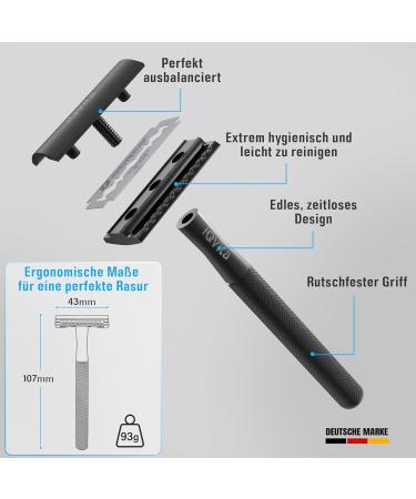 iQVita Safety Razor - Metal Black | Eco-Friendly Shaving Kit with 10 Blades & eBook | Best International Shipping - Buy Online on GoSupps.com