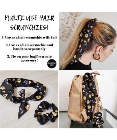 Kakaco Black Satin Silk Hair Scrunchies - Pack of 4 | Elastic Hair Ties Bands for Women and Girls | Red Ponytail Holder - Style A - Buy Online on GoSupps.com