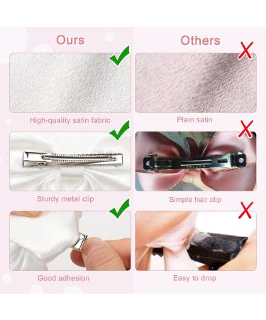 WantGor Long Tail Bow Hair Clips Hair Ribbon Bows Satin Bowknot Clip Large Hair Barrettes Cute Ponytail Holder Hair Accessories for Women Daily Party Wedding Prom (White) - Buy Online on GoSupps.com