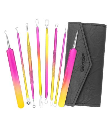 Glamne Blackhead Remover Pimple Popper Kit Acne Comedone Extractor Blemish Extraction Popping Tools (Rosy Yellow)