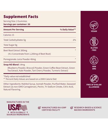 Snap Supplements Nitric Oxide Beet Root Gummies + Nitric Oxide Booster Bundle 60 Cherry Gummies + 90 Vegetarian Capsules - Buy Online on GoSupps.com