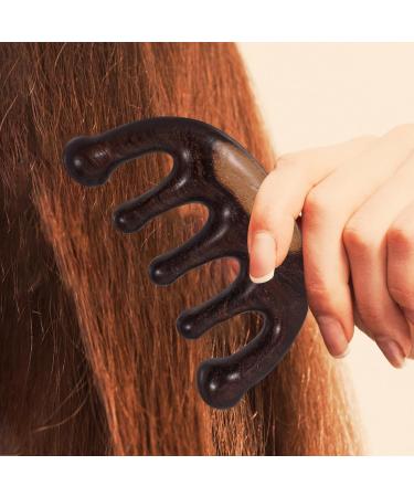 Healvian M-Shaped Wooden Massage Comb - Natural Bamboo Wide Tooth Hairbrush for Scalp Care - 10.50x5.00cm Brown - Buy Online on GoSupps.com
