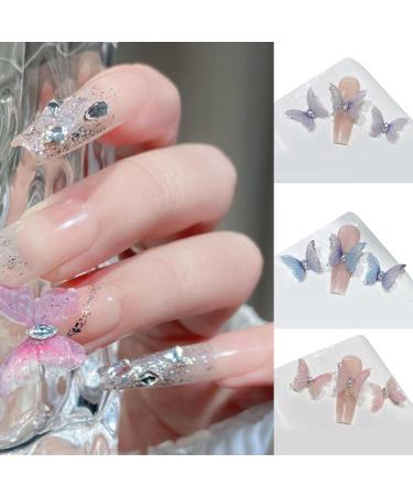 3PCS 3D Small Butterfly Nail Nail Decor DIY Embellishments Nails Art Decoration Suitable For Various Crafts & Silver Nail H1454 - Buy Online on GoSupps.com