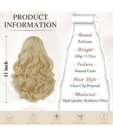 Sofeiyan 28cm Clip-In Ponytail Extensions - Curly Light Blonde Synthetic Hair for Women - Buy Online on GoSupps.com