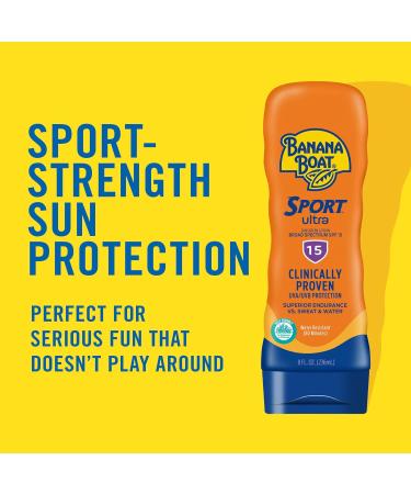 Banana Boat Sport Ultra SPF 15 Sunscreen Lotion 8oz Twin Pack | Oxybenzone Free Sunblock Lotion - 2 Pack 8oz Bottles - Buy Online on GoSupps.com