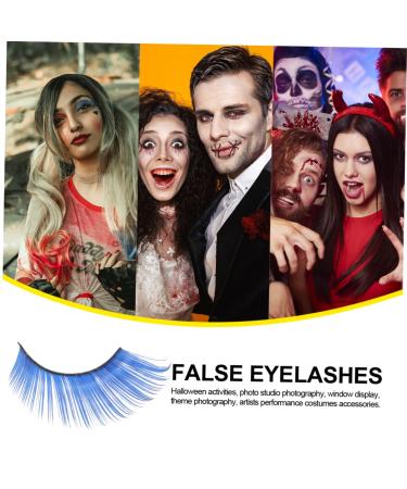 FRCOLOR Blue Long Eyelashes - 2 Pairs Fluffy Cosplay & Halloween False Lashes for Adults | Performance & Costume Eyelash Extensions - Buy Online on GoSupps.com