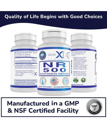 Genex Formulas NR Nicotinamide Riboside 500mg/Serving (120 Capsules) NAD+ Precursor for Healthy Aging - GMP-Certified Non-GMO Gluten-Free Vegetarian (1 Pack) 120 Count (Pack of 1) 500mg - Buy Online on GoSupps.com