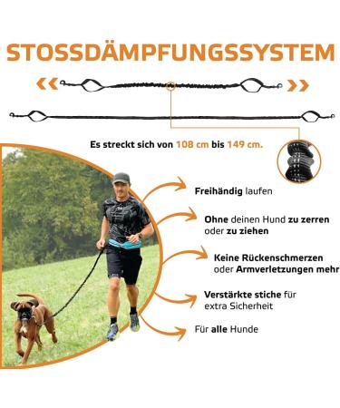 Premium Belt Bag with Jogging Leash for Dogs - Reinforced Stitches & Shock-Absorbing Bungee - Black/Blue - Buy Online on GoSupps.com