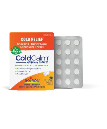 Boiron ColdCalm Tablets for Relief of Common Cold Symptoms Such as Sneezing, Runny Nose, Sore Throat, and Nasal Congestion - Non-Drowsy - 60 Count 60 Count (Pack of 1)
