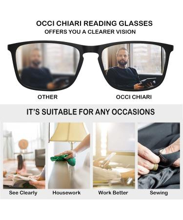 OCCI CHIARI Large Reading Glasses 1.0 Men's Rectangle Readers with Spring Hinge - Matte Black | 1.0 Magnification - Buy Online on GoSupps.com
