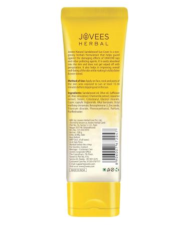 Jovees Sandalwood Suncover SPF 30 | Natural Protection | 100g | Best Sunscreen for All Skin Types - Shop Now - Buy Online on GoSupps.com