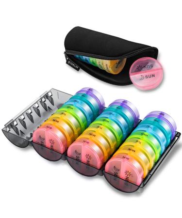 [Upgrade] Monthly Pill Organizer 2 Times A Day,One Month Pill Box AM PM,Daily Pill Cases Large 4 Week,Medication Organizer 28 Days Dispenser for Pills,Fish Oils, Vitamin,Supplement(Rainbow)…