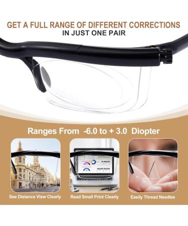 OuShiun Adjustable Focus Reading Glasses -6D to +3D | Variable Focus Glasses for Men & Women | International Shipping Available - Buy Online on GoSupps.com