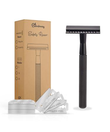 Bamboozy Safety Razor with 20 razor blades - razor plane for women and men - stainless steel - Zero waste - Double edge wet razier - Black Matt - Buy Online on GoSupps.com