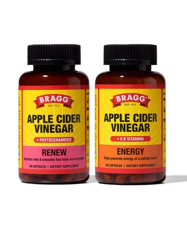 BRAGG Renew Apple Cider Vinegar Capsules with Phytoceramides Energy Apple Cider Vinegar Capsules with B Vitamins