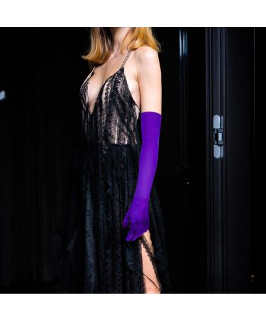 NQEUEPN Women Long Gloves Long Elbow Satin Gloves 21" Stretchy 1920s Opera Gloves Hand Care Moisturizing Gloves for Women Girls Evening Party Dance (Purple) - Buy Online on GoSupps.com