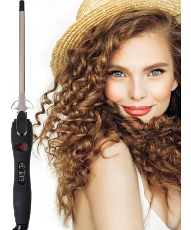 Buy Curling Iron Wand with LCD Display - 3/8 Inch Ceramic Tourmaline Barrel - Dual Voltage Fast Heating Curler for All Hair Types - Gold - Buy Online on GoSupps.com