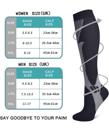 Evolyline Knee Length Compression Socks - 3 Pairs for Women & Men | 20-30 mmHg | Medical Grade for Running, Travel, and Varicose Veins - Buy Online on GoSupps.com
