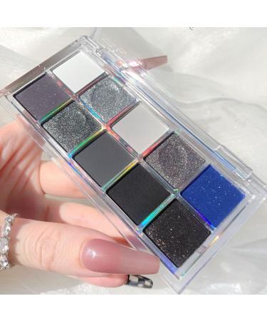 CARL Smoky makeup eyeshadow palette 10 colors eyeshadow gray silver black blue eyeshadow glitter matte pearl shine punk eye makeup highly pigmented eyeshadow palette - Buy Online on GoSupps.com